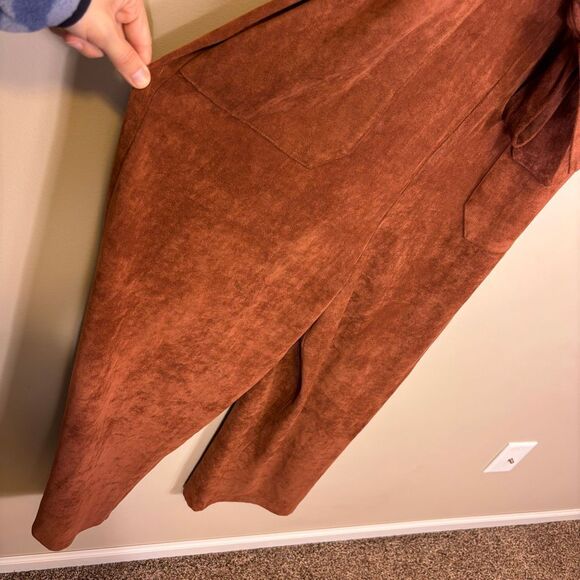 New Anthropologie Brown Cedar Faux Suede Sleeveless Jumpsuit XL - Picture 5 of 11